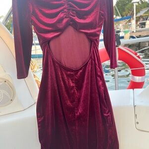 Elegant Burgundy Velvet Dress